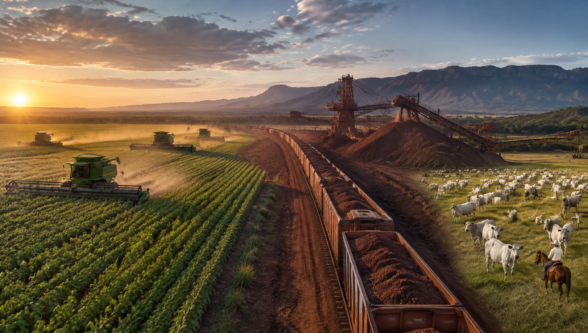 Brazilian agriculture, mining rail and cattle production